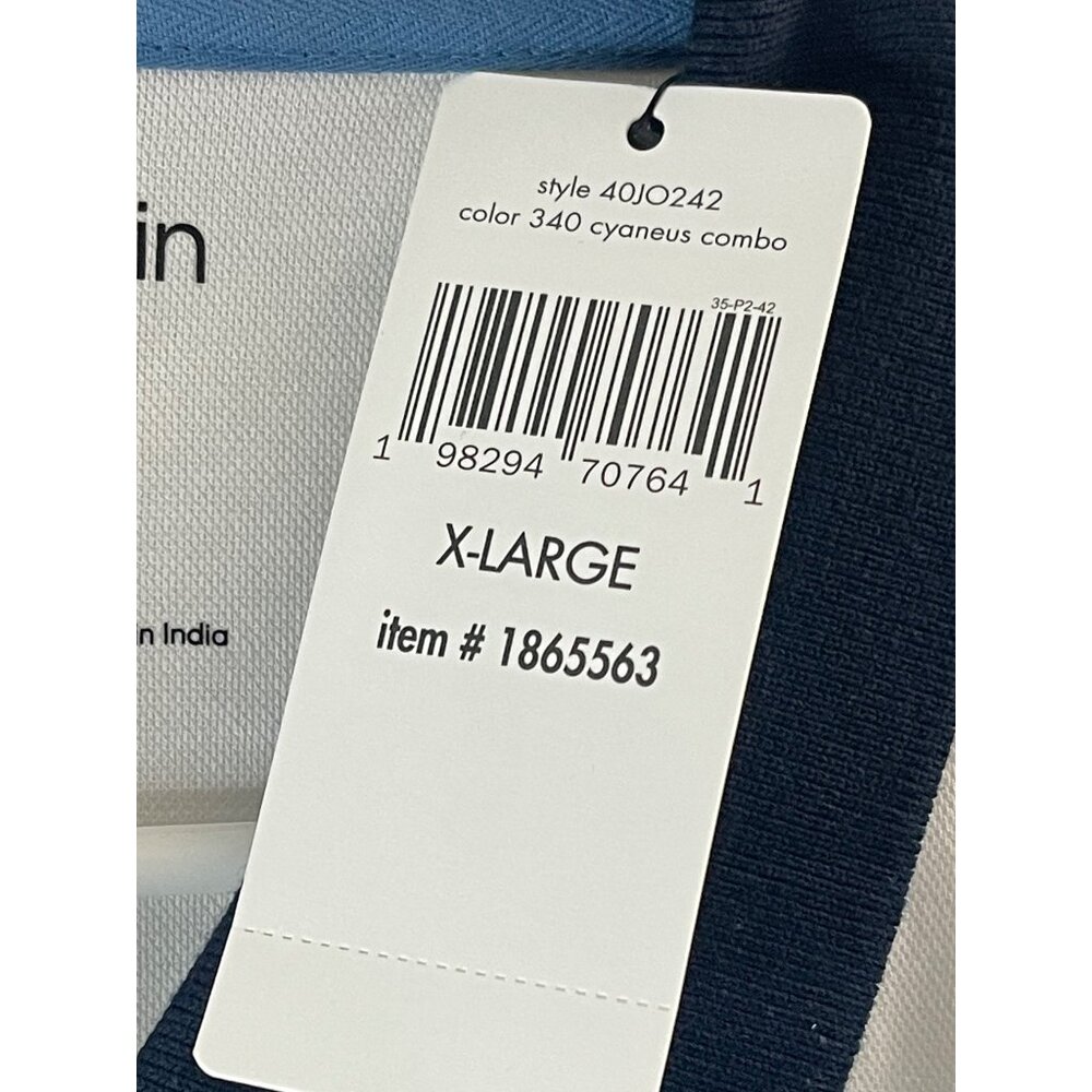 NWT Calvin Klein Mens Polo Shirt XL White & Blue Quick Dry Moisture-Wicking - Picture 9 of 12